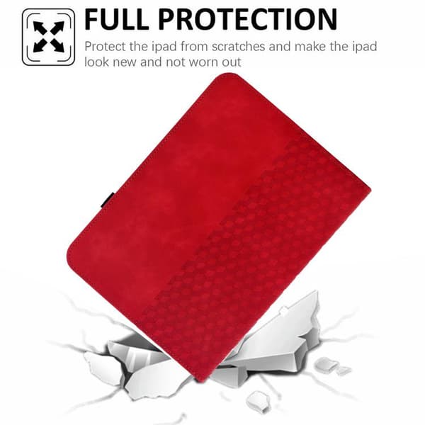 iPad mini 2024 / mini 6 Skal - Rotatable Rhombus Prägad Smart Läderfodral Röd