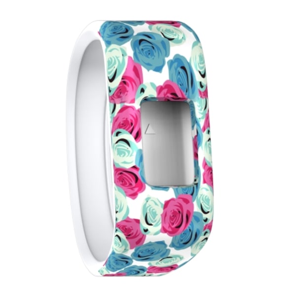 Flower Pattern Silikon Sport Watch Band för Garmin Vivofit JR Blue - Red Large