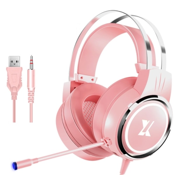 Heir Audio Head-Mounted Gaming Wired Headset Med Mikrofon, Färg: X8 Mobil / Notebook Uppgradering Rosa