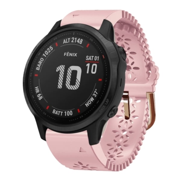 För Garmin Fenix ​​6S Pro 20mm Lady's Silicone Watch Band med spetsstans Pink