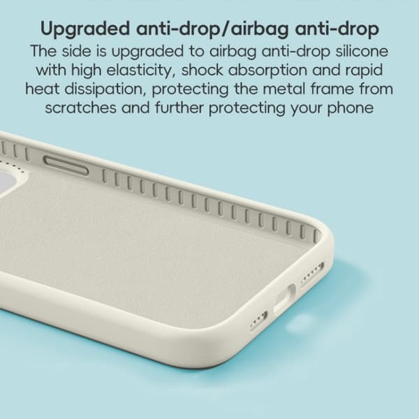 iPhone 16 Pro Precision Hole Liquid Silicone MagSafe Metallring Hållare Skal Vit