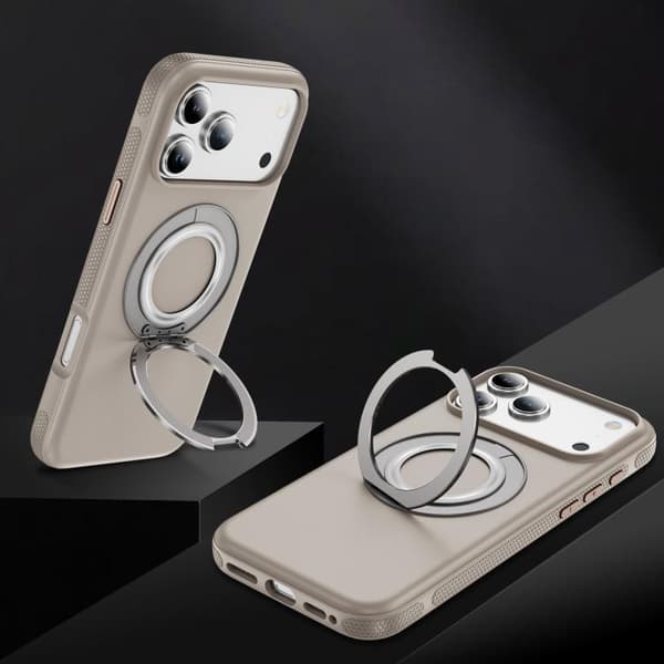 iPhone 18 Pro Max / iPhone 17 Pro Max Skal med C MagSafe Gear Holder Beige Grå