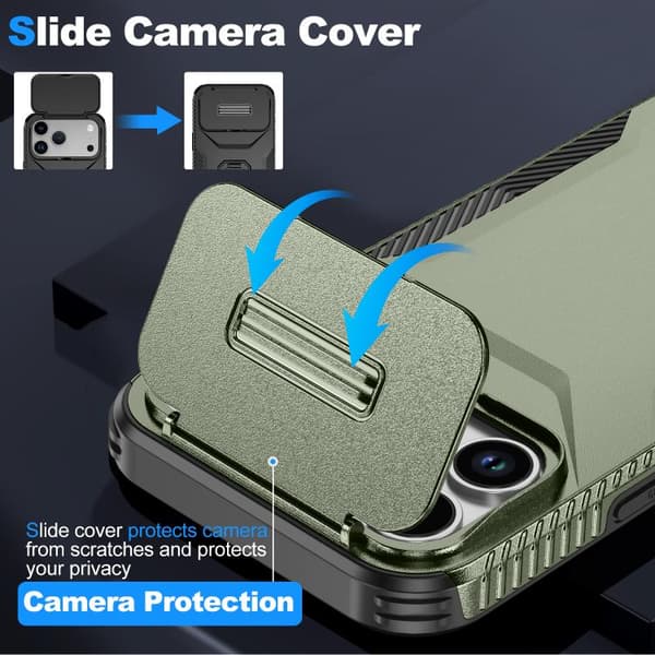 iPhone 18 Pro Max / iPhone 17 Pro Max Skal med Sliding Camshield Alpingrön
