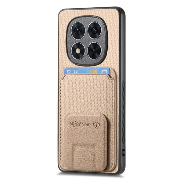 Redmi Note 14 5G - Kolfiber Kortfodral med Fällbart Ställ Kaki