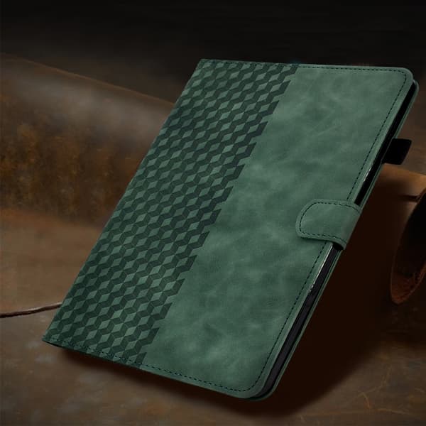 Samsung Galaxy Tab S7/S8 Rhombus Prägad Läderfodral Grön