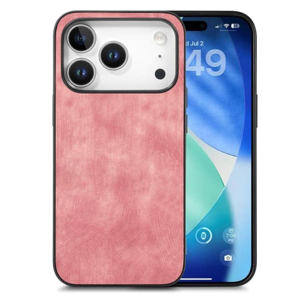 iPhone 18 Pro / iPhone 17 Pro Vintage Läder PC Bakskydd Skal Rosa