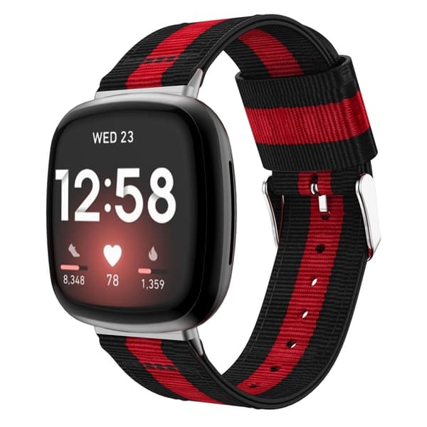 För Fitbit Versa 3 Nylon Watch Band Red Black