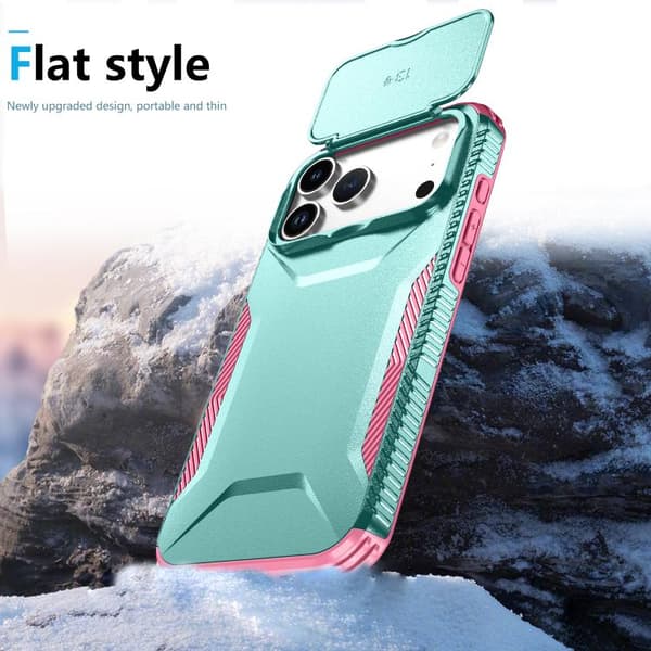 iPhone 18 Pro Max / iPhone 17 Pro Max Skal med Sliding Camshield Rosa + Grågrön