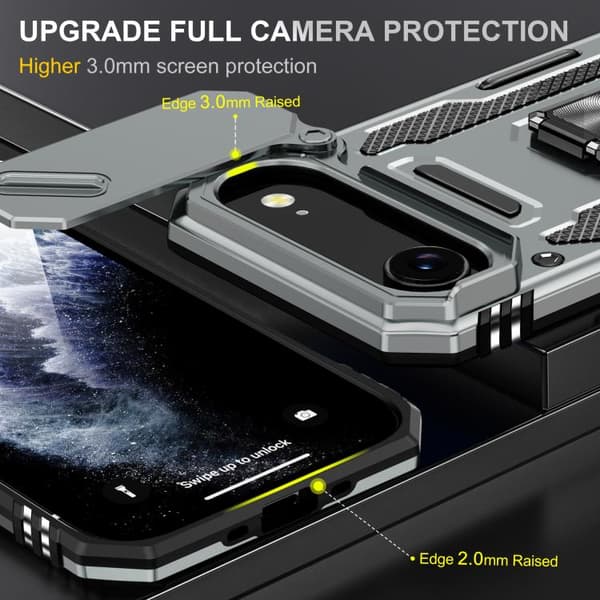iPhone 17 Air - Armor PC + TPU Kameraskydd Skal Grå
