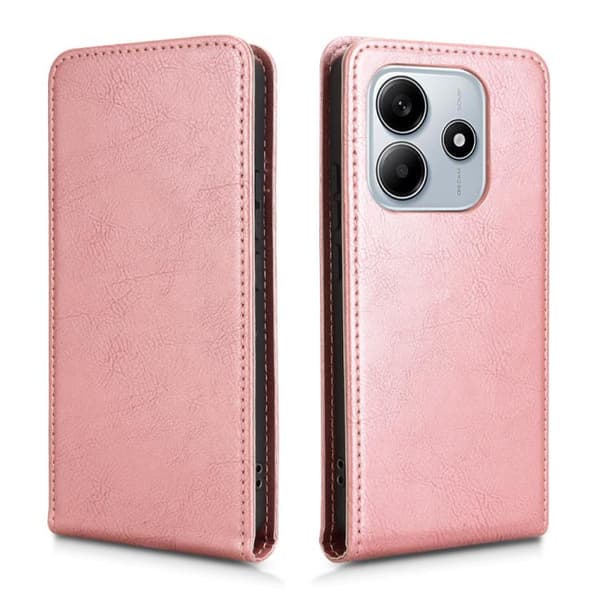 Redmi Note 14 5G - Magnetisk Vertikal Flip Läderfodral Roséguld
