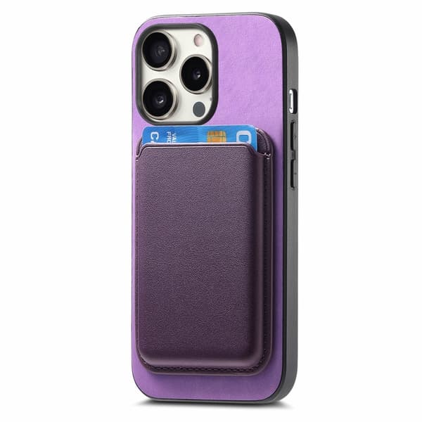 iPhone 16 Pro Max Retro Magsafe Kortväska PU Bakskal Purpur