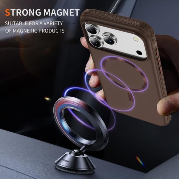 iPhone 18 Pro Max / iPhone 17 Pro Max Skal med Imitation Original CD Textur, MagSafe, PC Hybrid TPU Kaffe