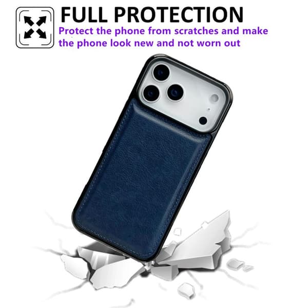 iPhone 18 Pro Max / iPhone 17 Pro Max Skal - äkta läder med textur Kunglig blå