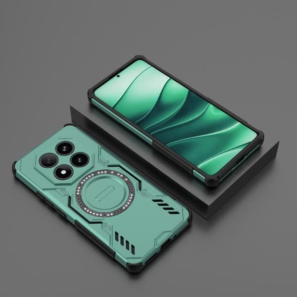 Redmi Note 14 Pro 5G - Butterfly Armor MagSafe Magnetisk Ring Stötsäker Mobilskal Ljusgrön