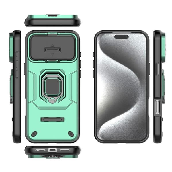 iPhone 18 Pro Max / iPhone 17 Pro Max Skal med Sliding Camshield TPU + PC Stötsäker med Hållare Grön