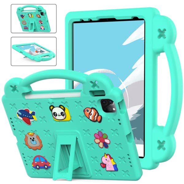 iPad Pro 11 2024 Skal med Handtag och Kickstand för Barn - EVA Stöttålig Tablet Case Mintgrön