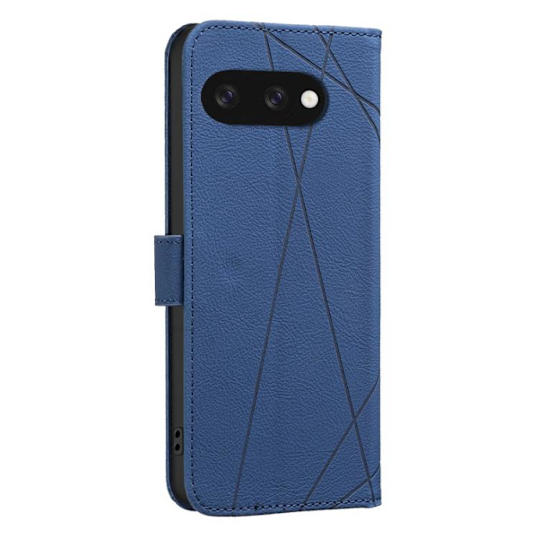 för Pixel 9a Geometrisk Mönster RFID Läderfodral Blå