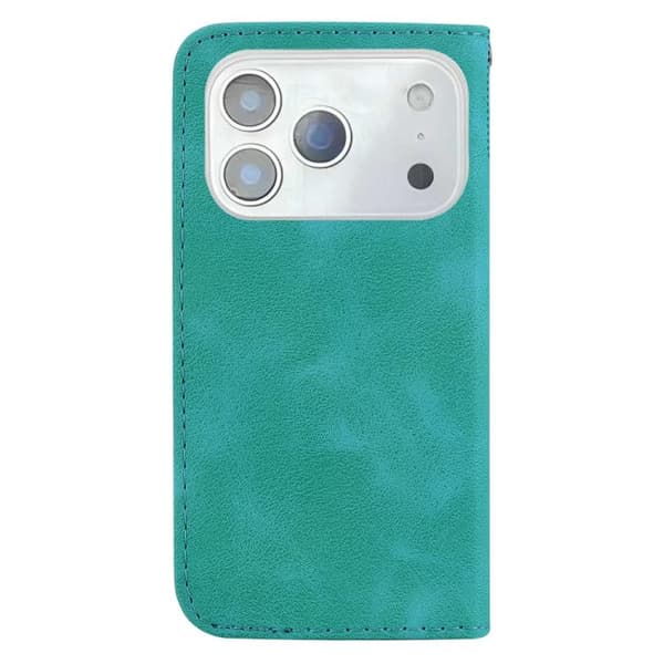 iPhone 18 Pro / iPhone 17 Pro Skal Läderfodral med Sju-formad Prägling Grön