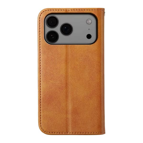 iPhone 18 Pro Max / iPhone 17 Pro Max Skal läderfodral - kubisk rutstruktur av kalvskinn Brun