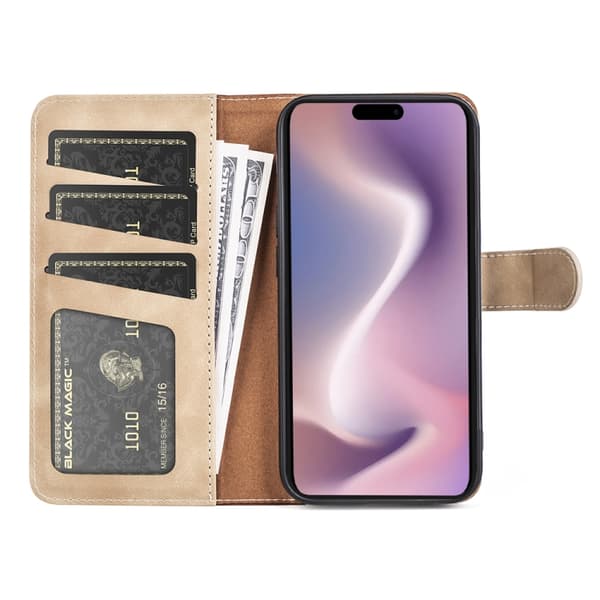 iPhone 16 Pro Skal Läder med Horisontell Flip Design Gul