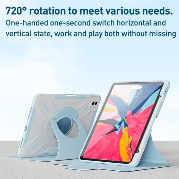 iPad Air 11 2024 / iPad Pro 11 X-formad Rotationssmart Läderfodral Grå