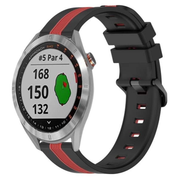 För Garmin Approach S40 20 mm vertikalt tvåfärgat watch Black-Red