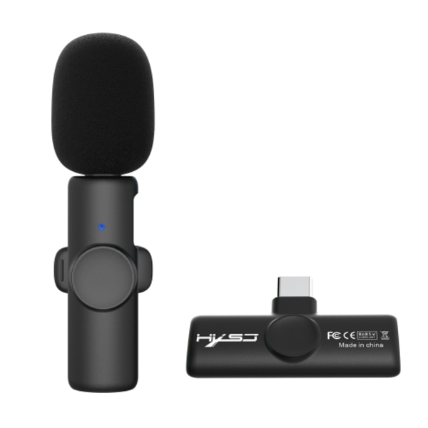 HXSJ F18 2.4G USB-C/Type-C brusreducerande trådlös lavaliermikrofon (svart)