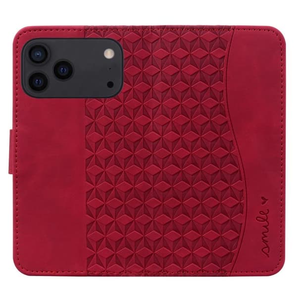 iPhone 18 Pro Max / iPhone 17 Pro Max Skal Läderfodral med Diamantspänne och Lanyard Vinrött