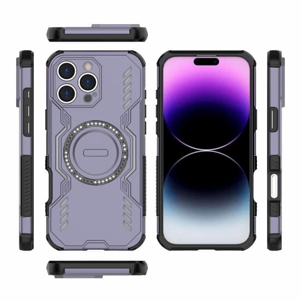 iPhone 16 Pro Max Butterfly Armor MagSafe Magnetisk Ring Stötsäker Skal Purpur