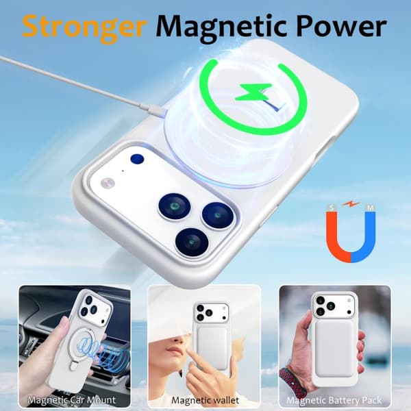 iPhone 18 Pro Max / iPhone 17 Pro Max Skal - Flytande Silikon med MagSafe Magnetisk Ringhållare Vit