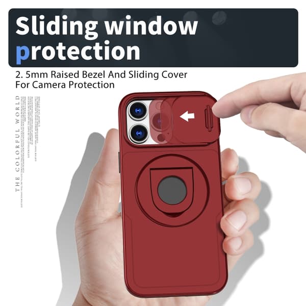 iPhone 16 Pro Max Camshield MagSafe Ring Holder Armor Skal Röd