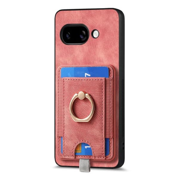 för Pixel 9a Fodral i Retro Splitbar Magnetisk Läder med Kortfack Rosa