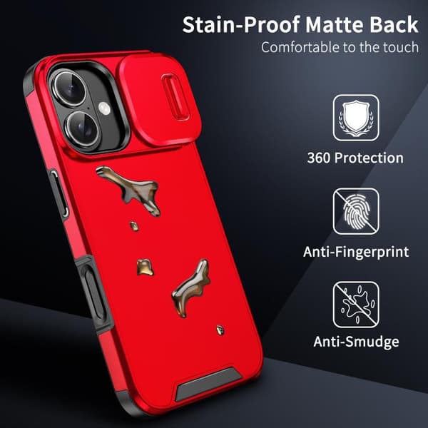 iPhone 17 Skal med Sliding Camshield TPU + PC Röd