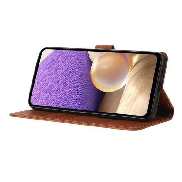 Redmi A5 4G - Triangulär Prägling Läderfodral Brun