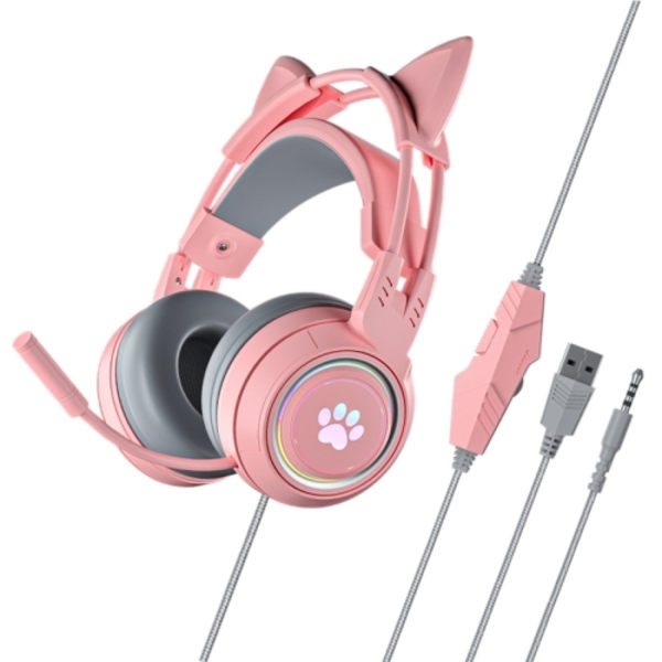 Soyto SY-G25 Cat Ear Glowing Gaming Computer Headset Rosa