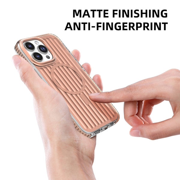 iPhone 16 Pro Mutural Corrugerad Textur Magsafe Magnetisk Stötsäker Skal Silver