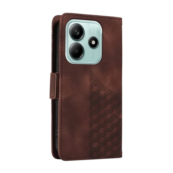 Redmi Note 14 5G - Prägad Rhombus Stjärnläder fodral Brun