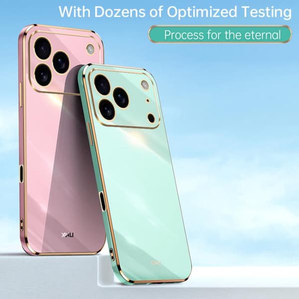 iPhone 17 Pro Skal XINLI Rakt Kant 6D Elektropläterad TPU Vit