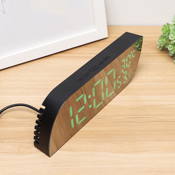 LED Digital Display Klocka Multifunktionell Tyst Temperatur/Hygrometer Väckarklocka(Vit)