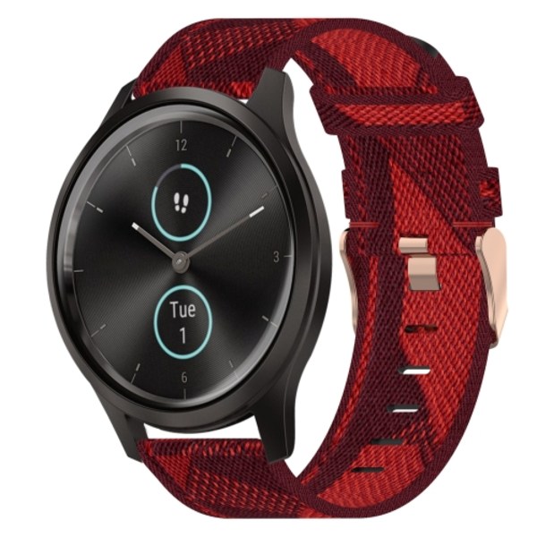 För Garmin VivoMove Style 20 mm Nylon Woven Watch Band Red