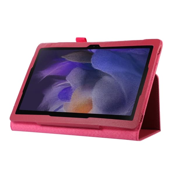 Samsung Galaxy Tab A9+ / A11+ Litchi Textur Läderfodral med Ställ Rosaröd