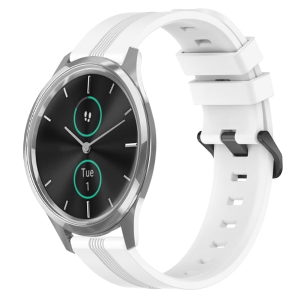 För Garmin Garminmove Luxe 20 mm konkavt randigt Slicone watch White