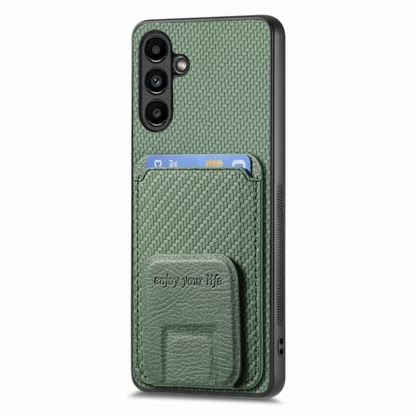 Samsung Galaxy Note20 Ultra Skal i Kolfiber med Kortficka och Fällbart Ställ Grön