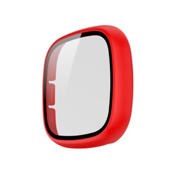 För Fitbit Versa 3 / Fitbit Sense Frosted PC + Watch i case glas Red