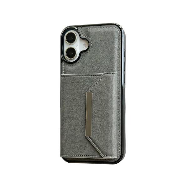 iPhone 17 Skal med Solid Färg och Metallspänne för Kortfack Grå