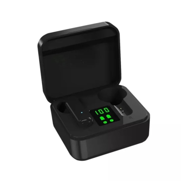 ETE-16 TWS Semi-In-Ear Digital Display Sports Bluetooth-hörlurar Svart
