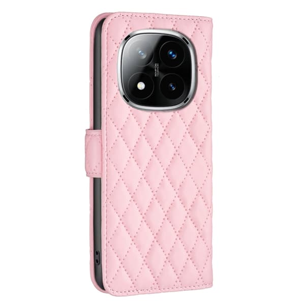 Redmi Note 14 Pro 5G / Note 14 Pro+ 5G - Diamantmönster Plånboksfodral i Läder Rosa