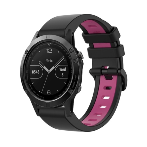 För Garmin Fenix ​​5 22 mm silikon watch i två färger Black-Pink