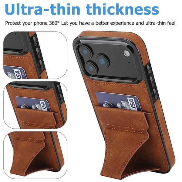 iPhone 18 Pro Max / iPhone 17 Pro Max Skal - Ultra-tunn Stötsäker Telefonfodral med Hållare Brun