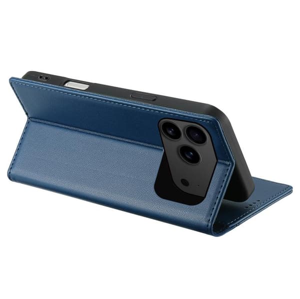 iPhone 18 Pro / iPhone 17 Pro Skal läderfodral N.BEKUS P3 RFID med magnetisk flip Blå